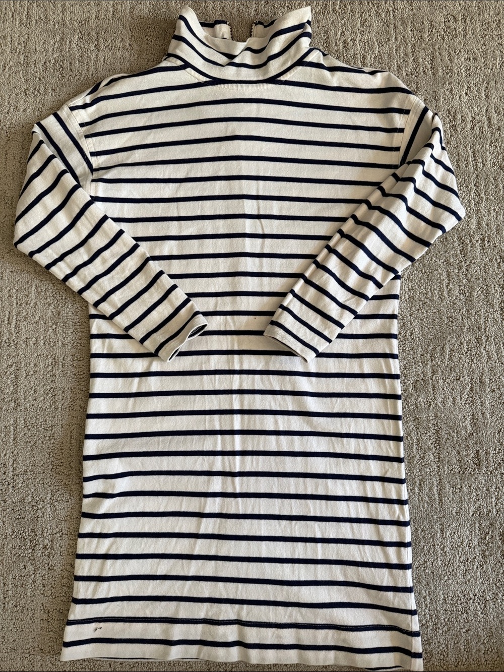 Vineyard Vines Navy and White Striped Turtleneck Half-Zip Dress | Size XXS